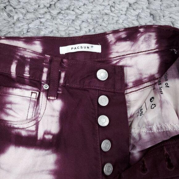 PacSun Eco Raspberry Tie Dye High Waisted Straight Leg Jeans Size 23 Purple Crop - Picture 6 of 10